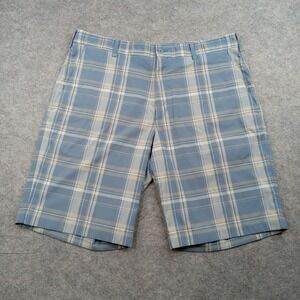 Nike Golf‎ Shorts Mens 36 Blue Gray Plaid Flat Front Performance Lightweight